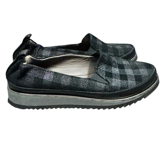 Ron White Naverina Tartan Slip-On Sneaker In Onyx Black Gray Womens US 7.5 Eu 38 - Picture 3 of 11